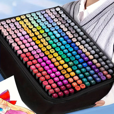 Double-Ended Art Drawing Pen Set with Cloth Bag – Professional Stationery Gift