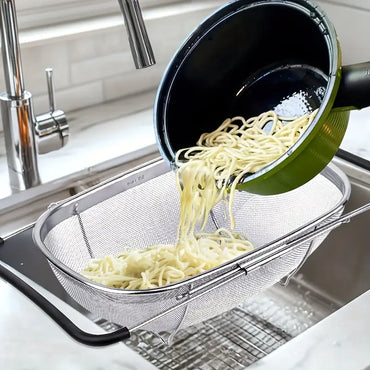 Expandable Stainless Steel Filter with Fine Mesh & Drain Basket | Kitchen Essentials for Vegetables & Fruits