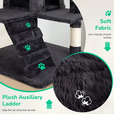 Multi-Level Cat Tree Tower with Condos & Posts – 54/70"