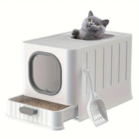 Odorless Enclosed Cat Litter Box with Lid & Scoop Set