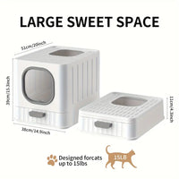 Odorless Enclosed Cat Litter Box with Lid & Scoop Set