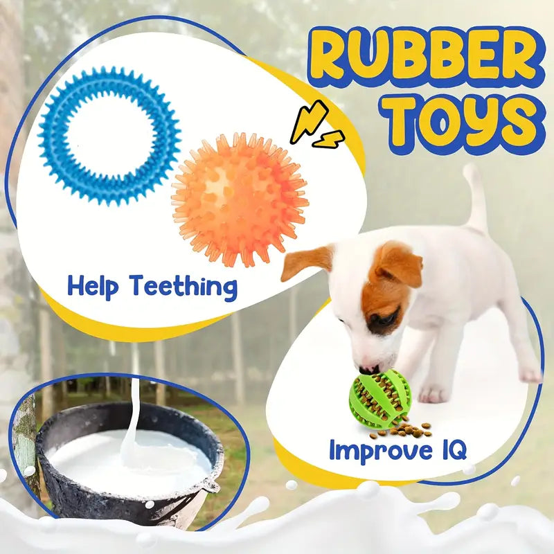 25pcs Dog Teething & Chew Toys Set for Puppies & Cleaning