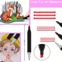 Double-Ended Art Drawing Pen Set with Cloth Bag – Professional Stationery Gift