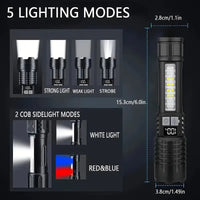 2-Pack Rechargeable LED Flashlights with COB & Zoom