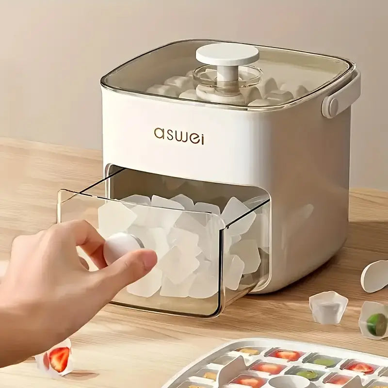 Large Capacity 48 Ice Cube Maker | Double Layer Mold Tray with Easy Button Lid