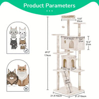 Multi-Level Cat Tree Tower with Condos & Posts – 54/70"