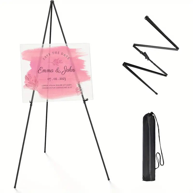 Portable Folding Art Display Easel Stand – 63" Adjustable Metal Tripod