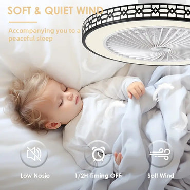 20" Bladeless Ceiling Fan with LED Light & Dimmable Settings