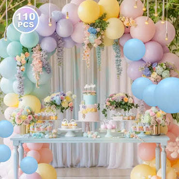 [110/128/137pcs Balloon Arch Kit] Colorful Macaron Balloon Garland | Vibrant Party Decor for Birthday, Wedding & Valentine's Day