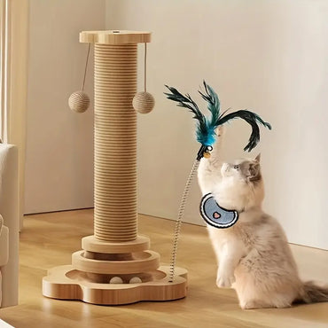 Vertical Cat Scratching Tower with Sisal Rope & Cozy Nest