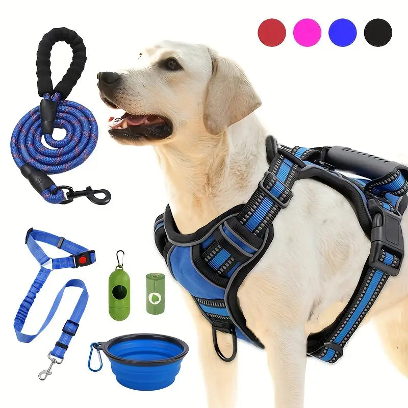6-in-1 No-Pull Reflective Dog Harness & Leash Set