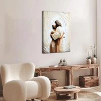 Jesus Embracing Woman – Safe in His Arms Canvas Wall Art