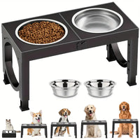 Non-Slip Foldable Elevated Dog Bowls Set with Stainless Steel