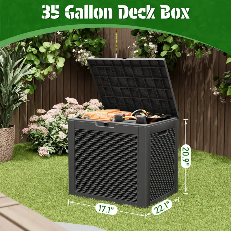 35 Gallon Waterproof Outdoor Deck Storage Box with Lock