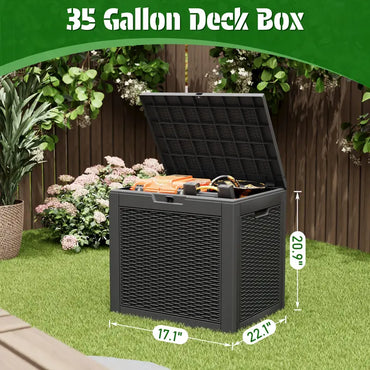 35 Gallon Waterproof Outdoor Deck Storage Box with Lock